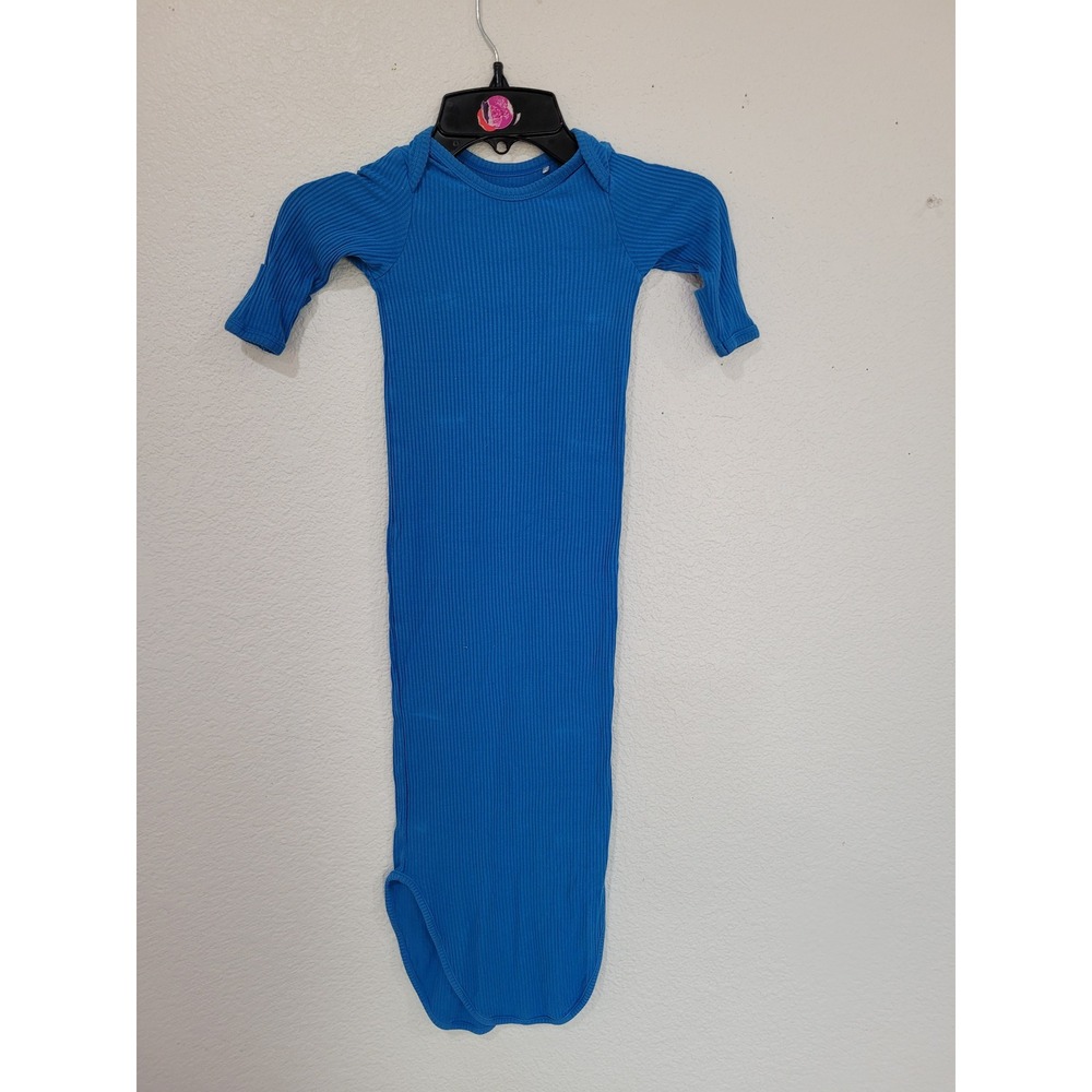 Little Sleepies Newborn Blue Ribbed Bamboo Viscose Knotted Gown Sleep Sack #4
